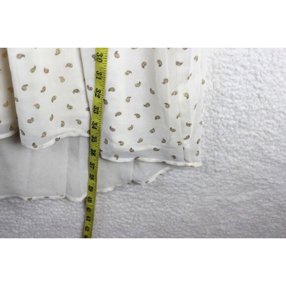 Michael Kors Size XS Beige Gold Print Hi Low Halter Dress Chain Collar - Picture 9 of 13